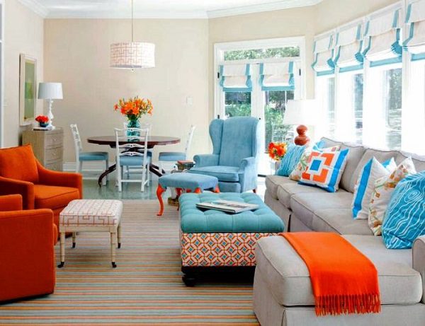 خانه آبی با ترکیب نارنجی